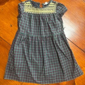 Crew cuts plaid dress gold brocade, size 8